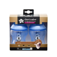 Tommee Tippee: Closer To Nature - Tinted PP Feeding Bottle 260ml/9oz With Super Soft Teat (Twin Bottles) *Blue Cat*