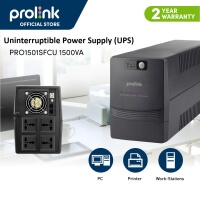 PROLiNK 1500VA/900W UPS Power Bank with AVR 4x Universal Sockets Computer / Network Equipment / CCTV Backup PRO1501SFCU