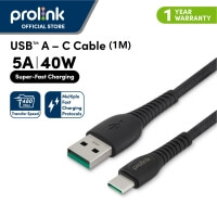 Prolink 5A/40W USB-A to USB-C Fast Charging Cable Support Huawei FCP/SCP Samsung AFC OPPO VOOC QC3.0 GCA-40-01 (1M)