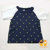 (LOVEDO)[LOVEDO-Ai Weiduo Children's Wear] Starry Night Sky Colorblock Short Sleeve T-Shirt (Dark Blue)