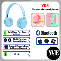 (Ready Stock) Y08 Macaron Bluetooth Headphone - Wireless Headset Over-Ear Stereo Earfon Earphone Handsfree Headfon Hifi Sport Super Bass with Mic Foldable Colourful Android iOS
