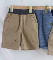 [Ready Stock] Austin Anchor Print Kids Boys Cotton Shorts Pants - Khaki Brown
