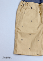 [Ready Stock] Austin Anchor Print Kids Boys Cotton Shorts Pants - Khaki Brown