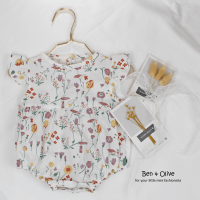 [Ready Stock] Rosie Cute Korean Style Newborn Baby Girl Floral High Quality Soft Cotton Romper Jumpsuit
