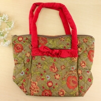(LOVEWORLD)Classic Flower Tote Bag (Large) - Olive Green Print