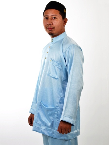 Jutawan Baju  Melayu  Sepasang Warna Biru  