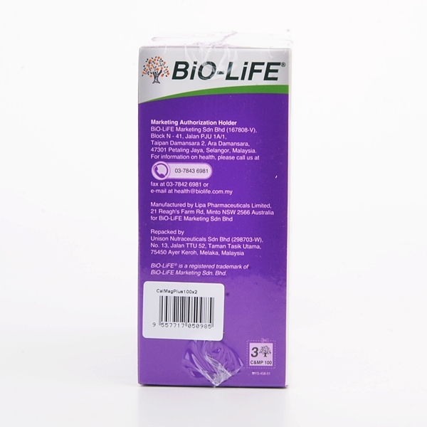 Value Pack: Bio-Life calcium & Magnesium Plus (2 Bottles x 100 tablets)