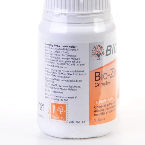 Bio-Life Bio-Zinc Complex (2 Bottles x 30 Tablets)