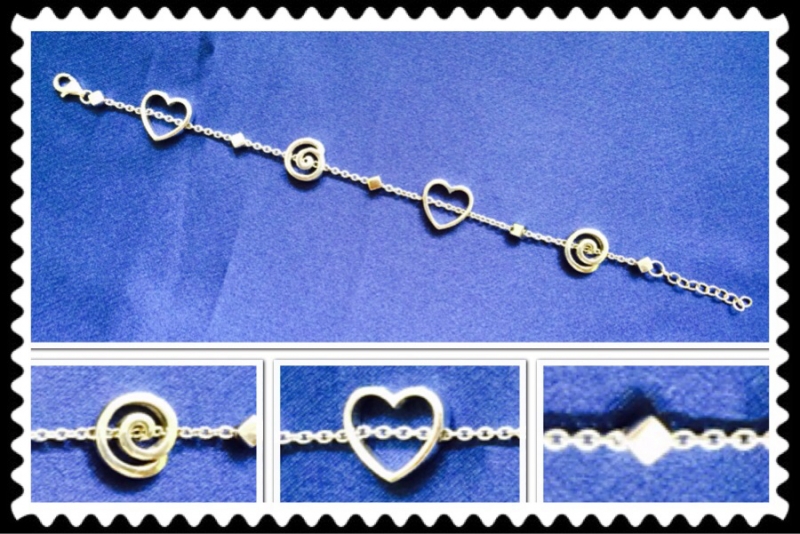 Fine 925 silver with white gold plated bracelet