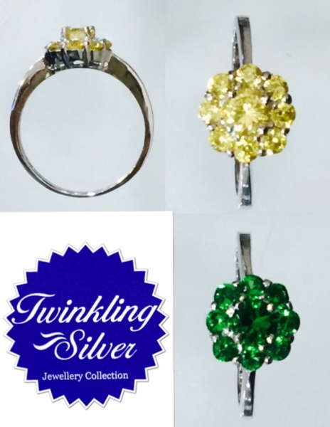 Fine 925 Silver White Gold Plated Ring / Buy one Get one free items. ( SR SPSCOLORZ19 )