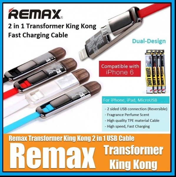 REMAX 2 in 1 Transformer KingKong Apple Lightning & Micro Data Cable