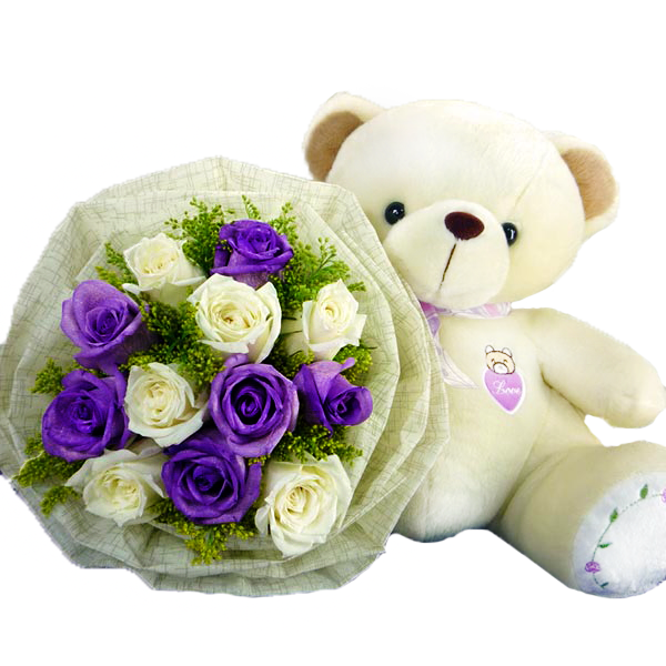 ST009 Roses & Bear Bouquet