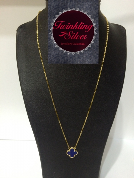 Fine 925 Silver Lapis Crystal Clover Necklace