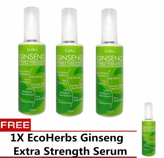 *Buy 3 FREE 1* EcoHerbs Ginseng Extra Strength Serum (Value Savings) For Hair Growth & Beginning Or Serious Hair Loss