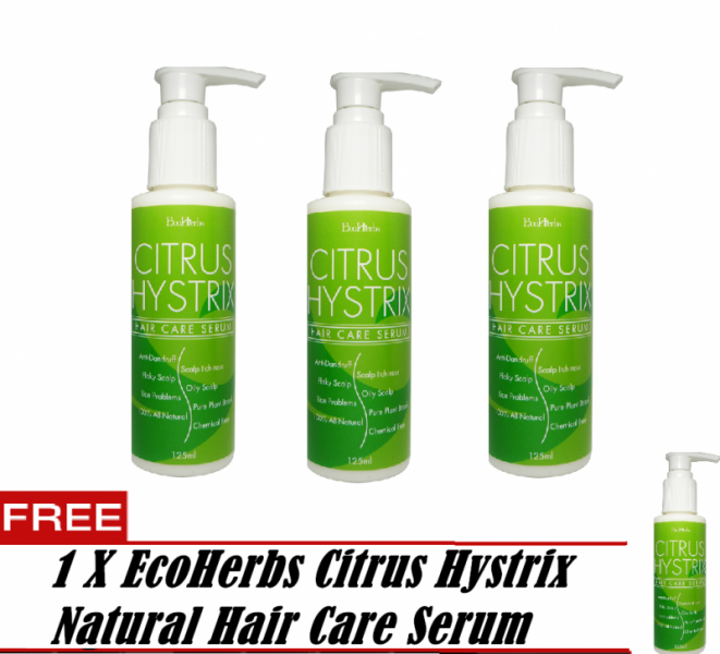 *Buy 3 FREE 1* EcoHerbs Citrus Hystrix Hair Care Serum (Value Savings) For Dandruff, Oily/Itchy/Dry/Flaky Scalp, Lice Problems
