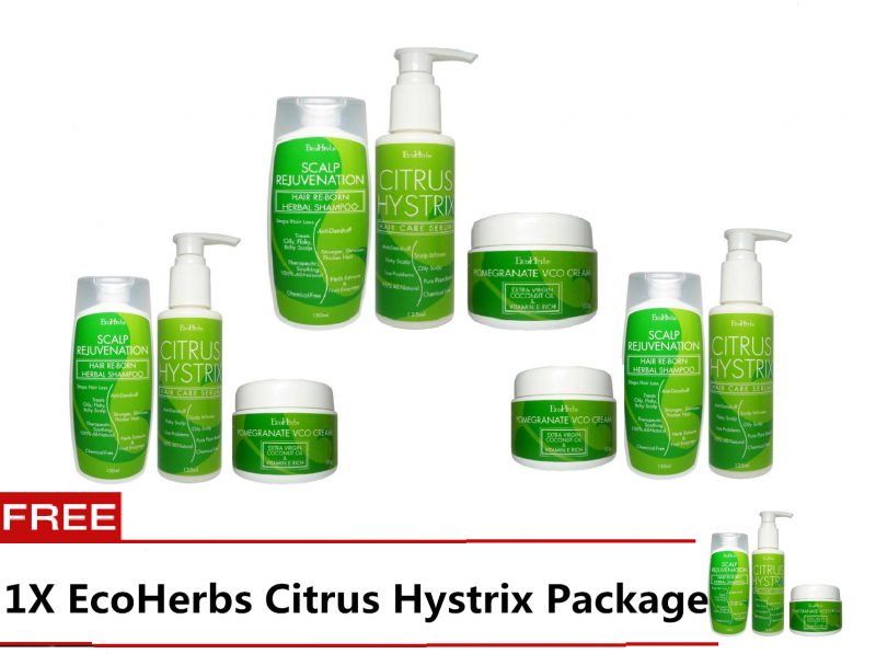 *Buy 3 FREE 1* EcoHerbs Citrus Hystrix Super Savings Combo Package:Natural Hair Care Treatment For Dandruff, Oily, Dry, Migraine