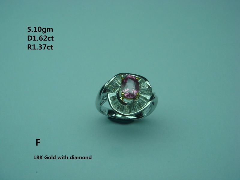 Fine 18K White Gold Setting Ruby And Diamond Ring