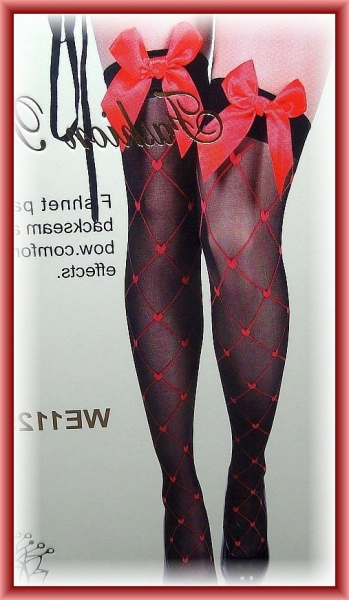 Sexy Front Red Ribbon With Love Dots Design Stockings