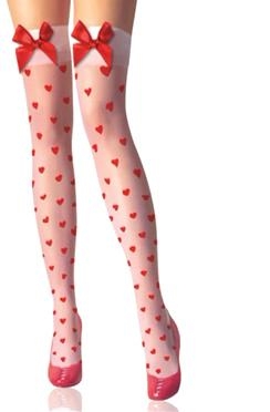Sexy Love Dots Stockings With Ribbons