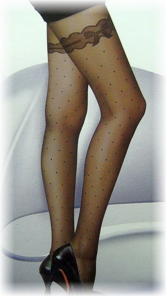 Fashion Pantyhose Style & Elegance Legwear With Ribbon Wrap & Polka Dots Design 12D