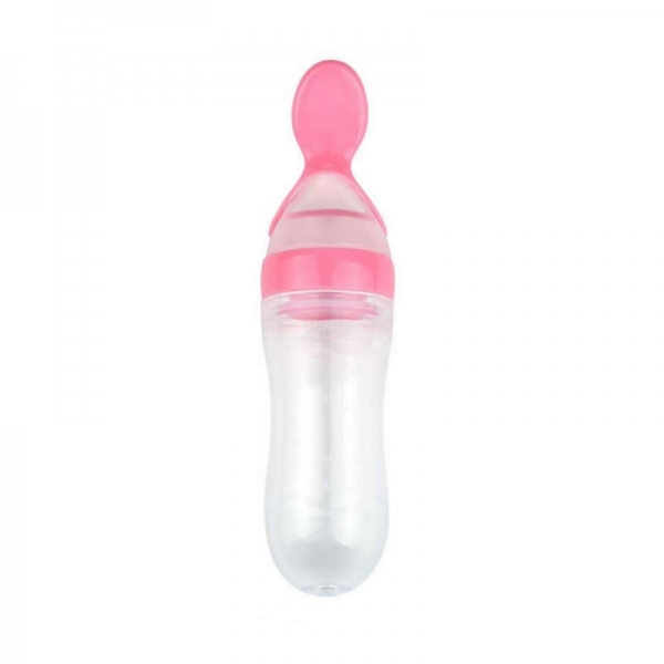 Baby Infant Squeeze Spoon Food Feeder (Pink)