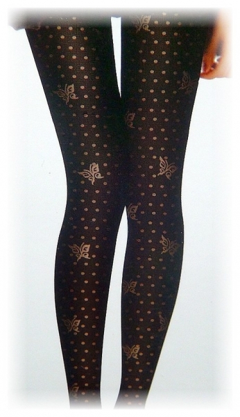 Fashion Pantyhose Classic Comfort With Polka Dot & Butterflys Design 380D