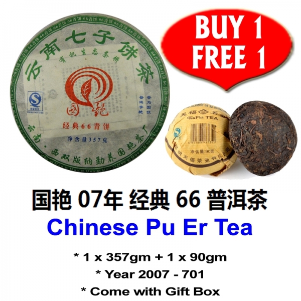 Chinese Pu Er Tea 2007 C66 国艳普洱茶 Special Offer * BUY-1-FREE-1 *
