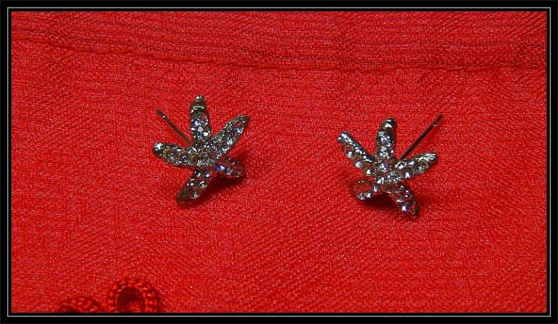 Fashion Silver Starfish Shape Crystal Earrings