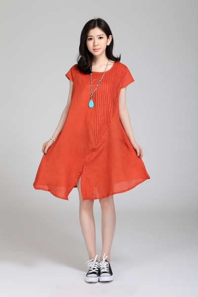 Fashion Flax Commoner Pleated Design Casual Dress