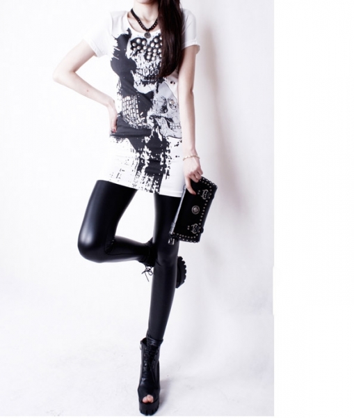Fashion Skull Design Casual Short Dress With Beads