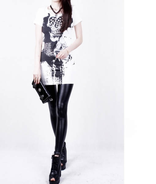 Fashion Skull Design Casual Short Dress With Beads