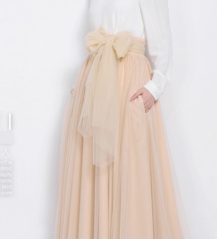 Fashion High Waist Net Design Long Skirt (Without Ribbon)