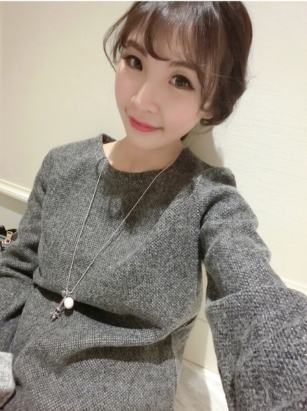 Fashion Korean Basic Long Sleeve Dress