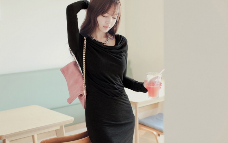 Fashion Korean Stylish Long Sleeve Mini Dress