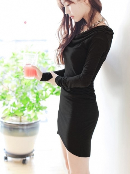 Fashion Korean Stylish Long Sleeve Mini Dress