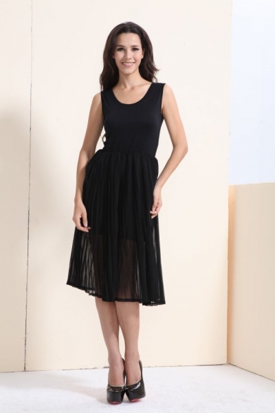 Fashion Pleated Skirt Design Midi Dress