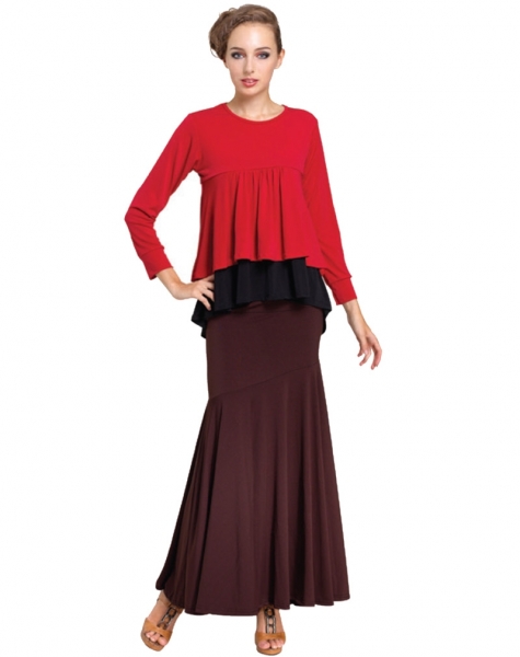 Fashion Two-Piece Joint Mix Color Peplum Top