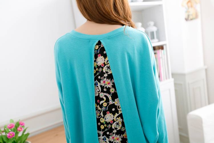 Trendy Two-Piece Joint Floral Design Lady Tunic Loose Top
