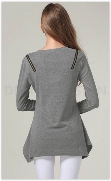 Trendy Zip Shoulder Design Casual Top
