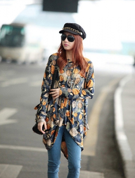 Trendy Coins Design Batwing Long Sleeve Top