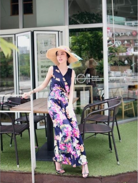 Fashion Bohemian Floral Design Long Maxi Dress