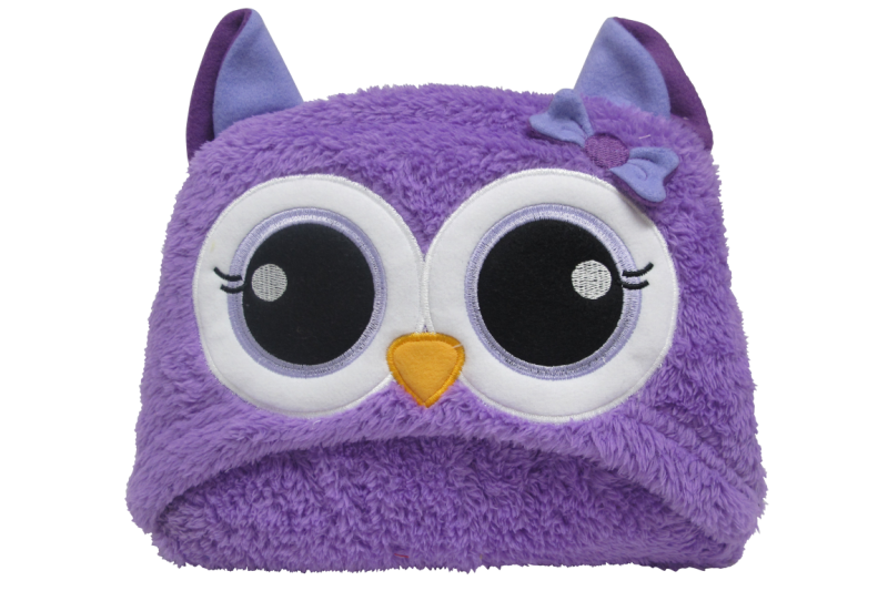 Cute Hood Baby Blanket Purple Owl