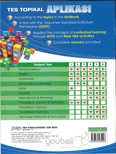 Tes Topikal Aplikasi KSSR Tahun 5 - ENGLISH (PEP Publications)