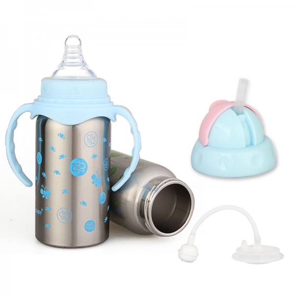 Stainless Steel Thermal Baby Bottle (300ml) (Blue)