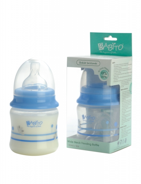Babito Baby Feeding Bottle Wide Neck 5oz/150ml (Blue)