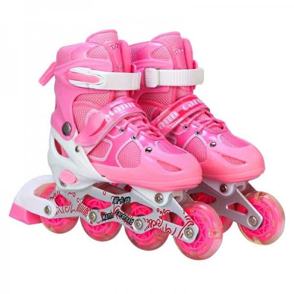 Kids Mann Card Road Outdoor Sport Inline Skater (Pink) (M)