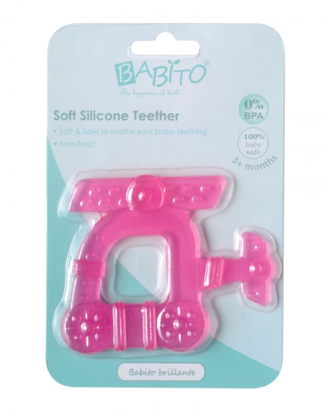 Babito Soft Silicone Baby Teether (Copter Transparent )