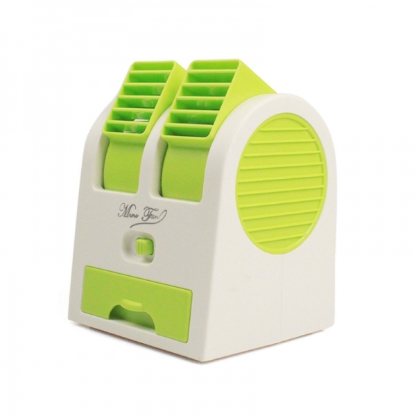 Mini Small USB Fan Cooling Portable Desktop Dual Head Bladeless Air Conditioner (Green)