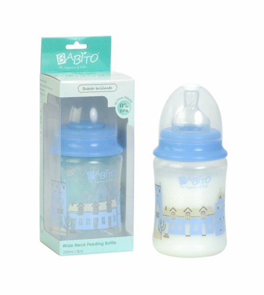 Babito Baby Feeding Bottle Wide Neck 8oz/250ml- Blue