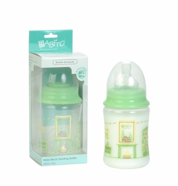 Babito Baby Feeding Bottle Wide Neck 8oz/250ml- Green
